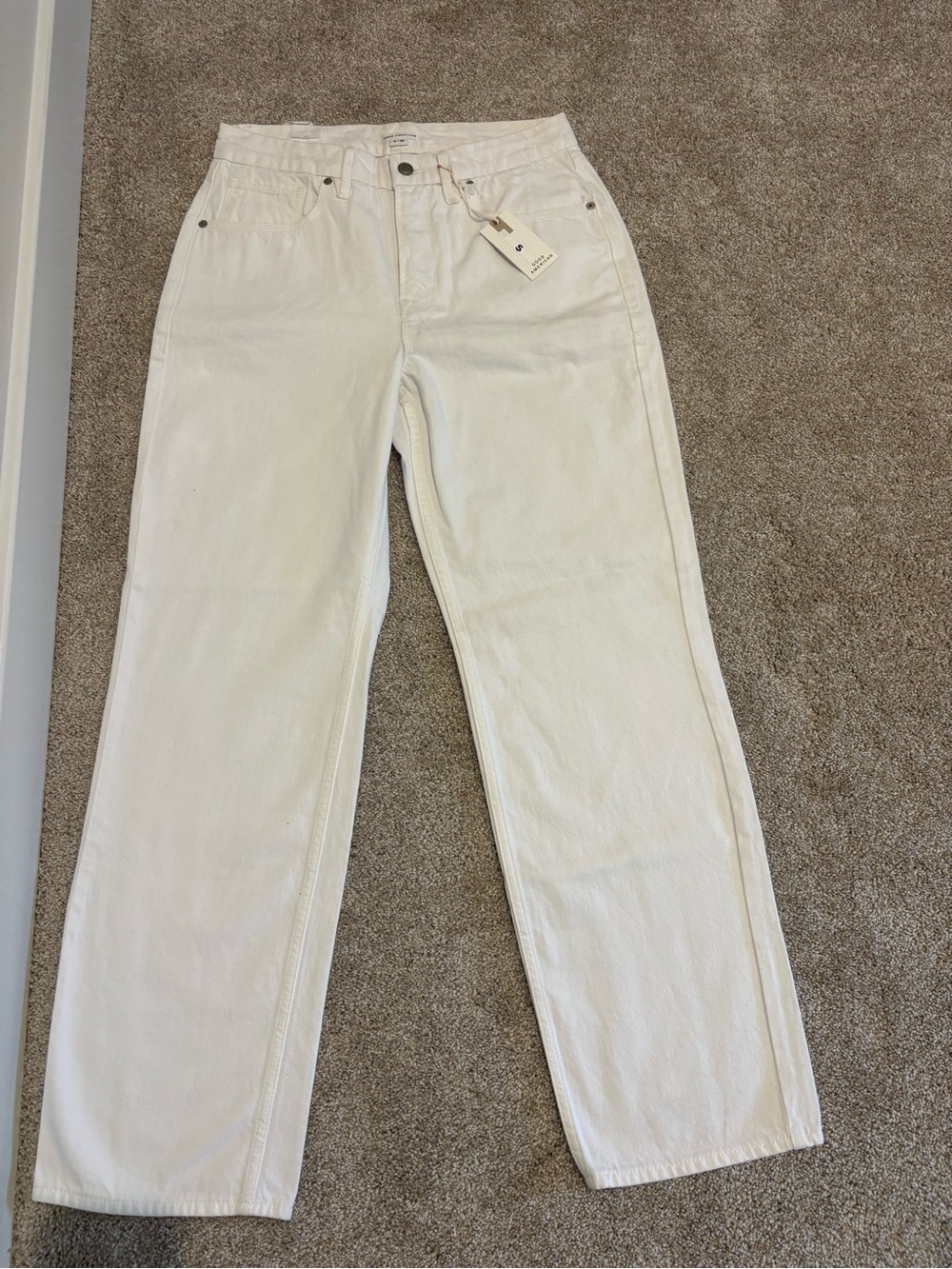 Good American White Straight Leg Jeans